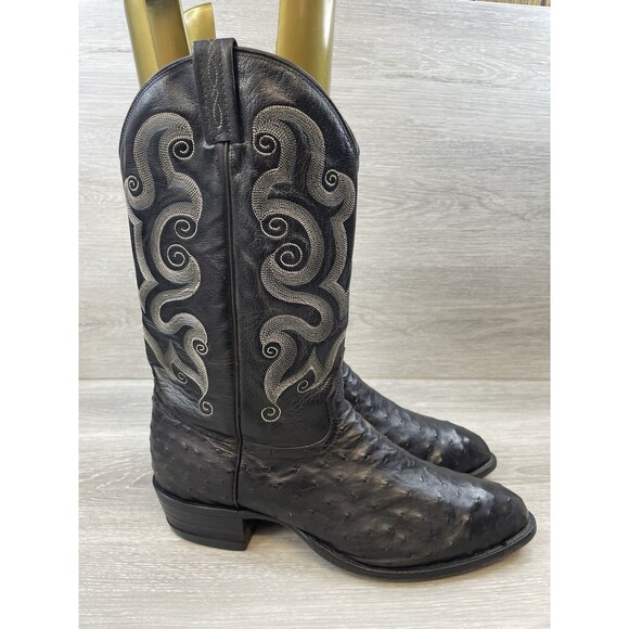 Tony Lama CZ800 Men's Ostrich Full Quill Black Leather Western Boot 13 Cowboy - Picture 1 of 13